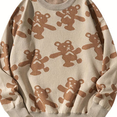 Men's Bear Pattern Pullover Sweater & Warm Couple Clothing