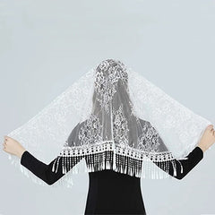 Bridal Mantilla Veil Ivory Lace Polyester Fiber