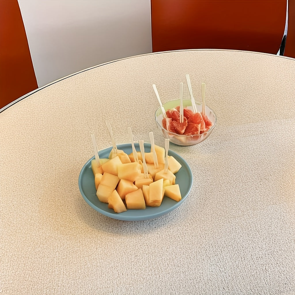 100 Pcs Bamboo Forks Mini Food Picks Double Prong Cocktail Dessert Fruit Picks