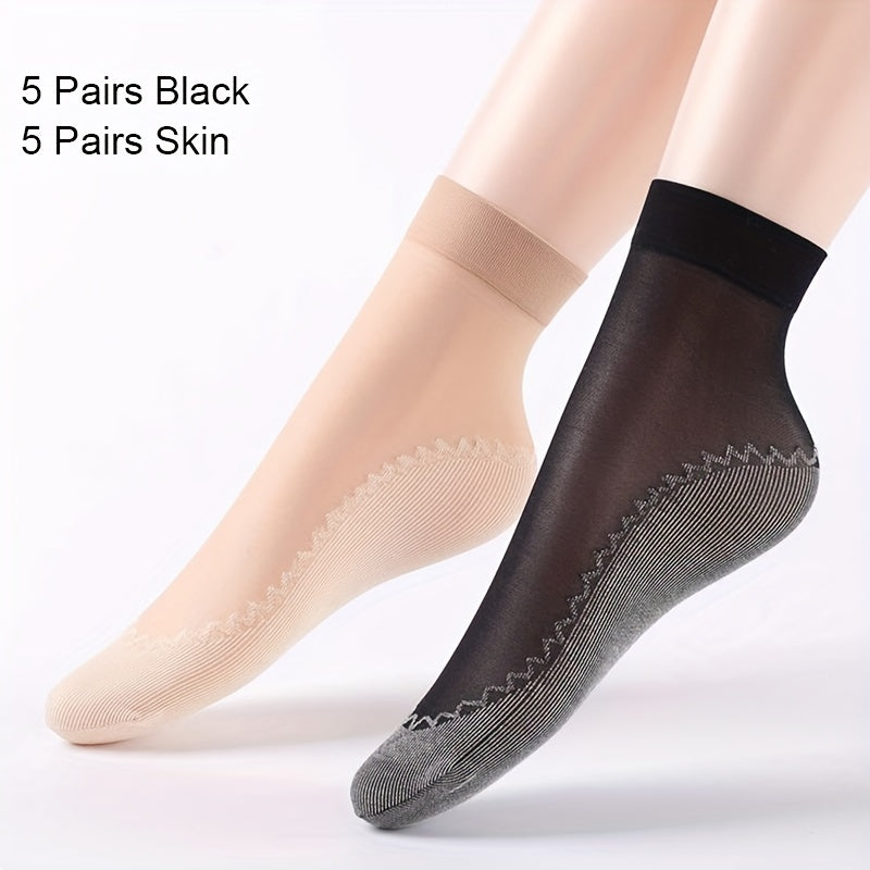 10 Pairs Lace Mesh Socks Lightweight Anti-snag Short Socks Women's Stockings