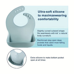 Silicone Baby Bibs 10-72 Months Waterproof Soft Neutral Beige Green