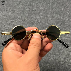 Y2K Round Tinted Sunglasses Steampunk Metal Glasses UV400