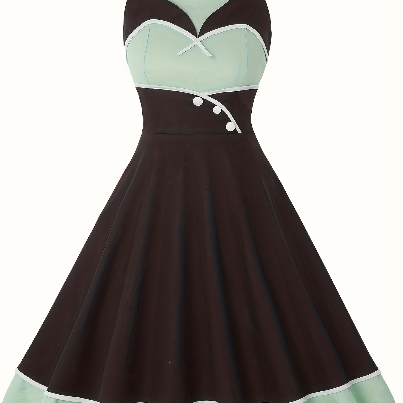 Vintage Halter Neck Backless Dress Women's Clothing