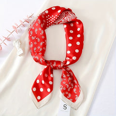 Paisley Polka Dot Print Bandana Satin Square Scarf Silk Head Wrap