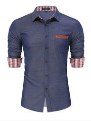 Men's Denim Stripe Lining Button Up Shirt