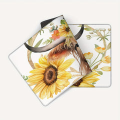 Sunflower & Beef Desk Mat Gaming Mouse Pad Non-Slip Base 29.97x80.01