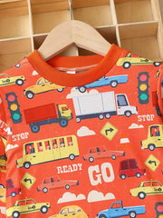 Boy's Car Print Long Sleeve Pajama Set