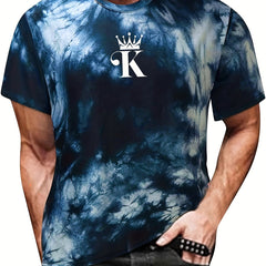 Crown K Print Tie Dye T Shirt for Men