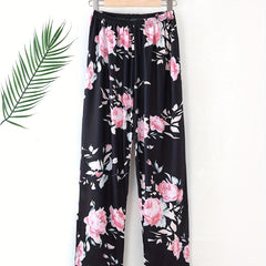 Floral Print Sleep Bottoms Soft & Comfy Lounge Pants