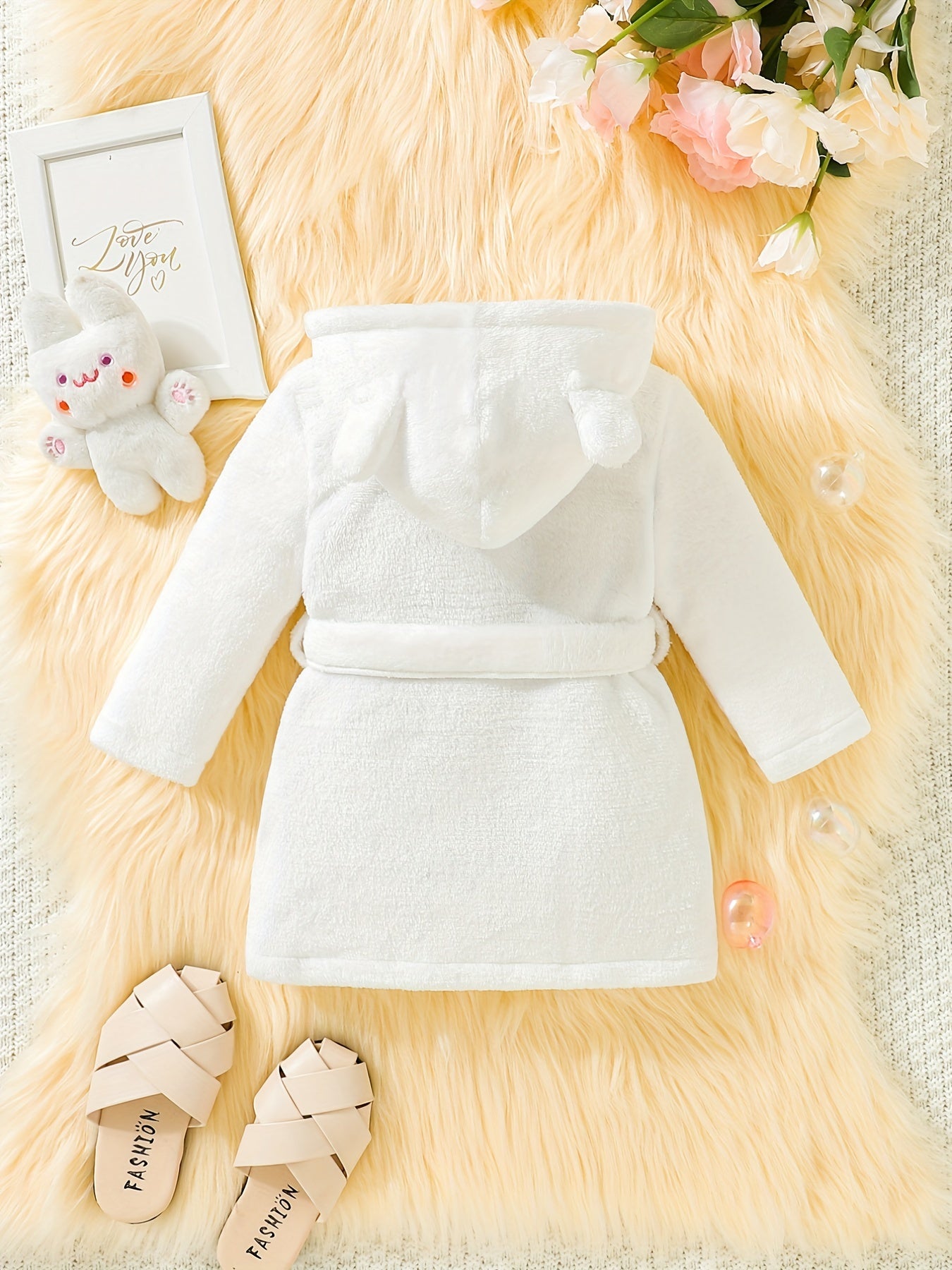 Toddler Baby Girl Soft Plush Robe Hooded Pajamas Coat Sleepwear