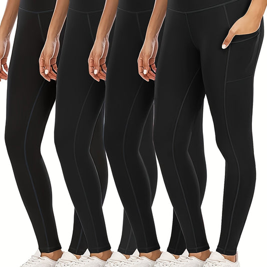 4Pcs High Waist Yoga Pants Tummy Control Slimming Leggings Women's Activewear