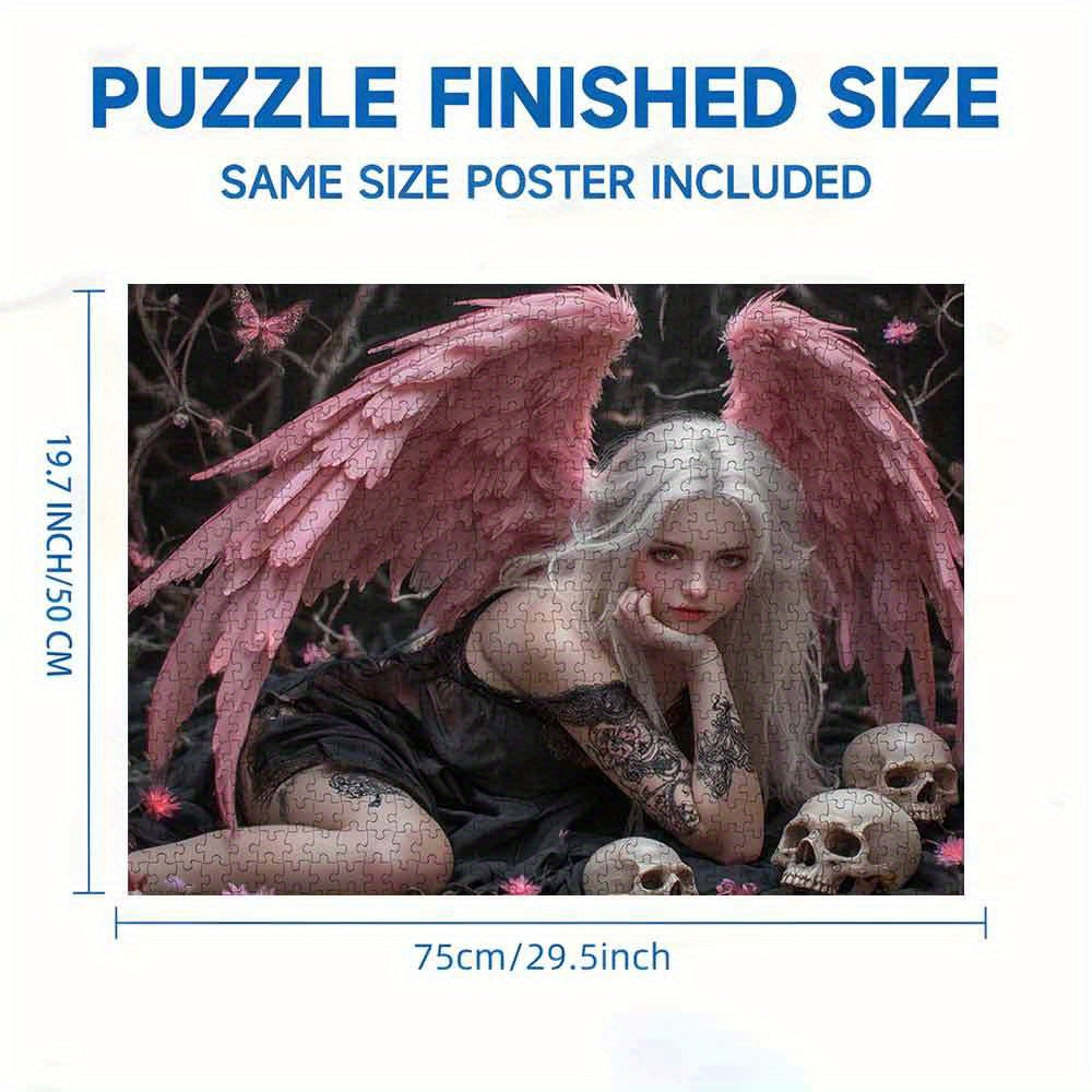 1000pc Pink Winged Angel Skull Adult Educational Puzzle