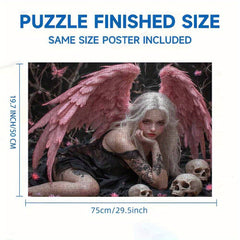 1000pc Pink Winged Angel Skull Adult Educational Puzzle