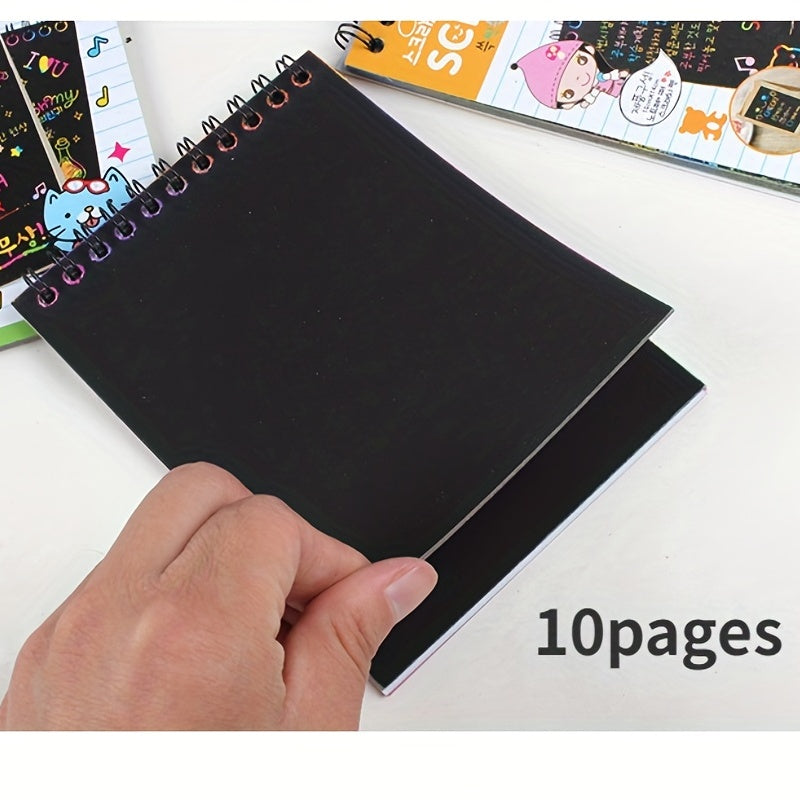 DIY Magic Rainbow Scraping Painting Art Scratch Paper Graffiti Stencil Drawing
