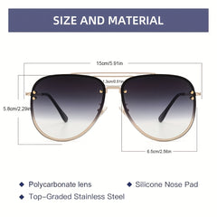 OUWEN Large Frame Sunshade Sunglasses Golden Gradient UV400 Protection