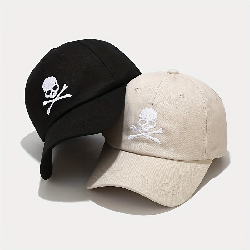 Adjustable Unisex Baseball Cap with Skull Embroidery