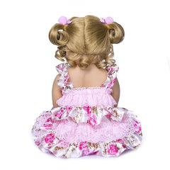NPK 22" Vinyl Body Doll Blonde Wig Pink Floral Dress Collectible Display Doll