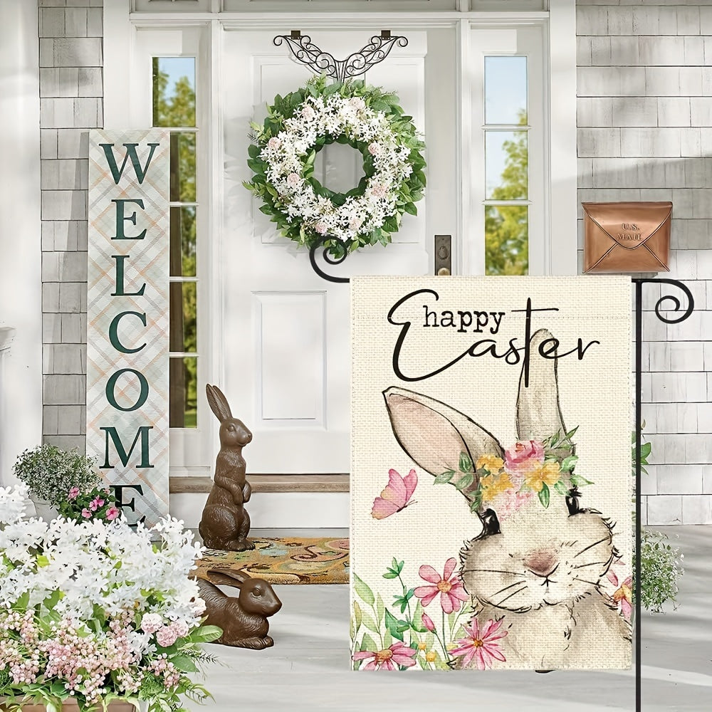 Easter Garden Flag 30x45cm Double Sided Floral Rabbit Pascha Yard Outdoor