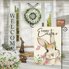 Easter Garden Flag 30x45cm Double Sided Floral Rabbit Pascha Yard Outdoor