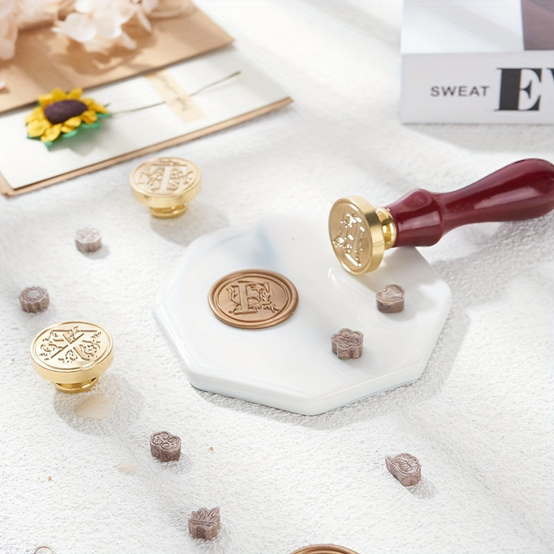 Brass Stamp 25mm Fancy Letter Pattern Striped Design