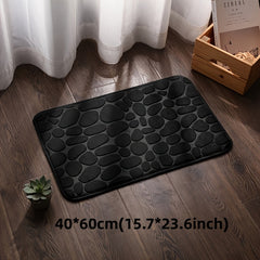 Memory Foam Bath Mat Cobblestone Embossment Water Absorbent Non Slip