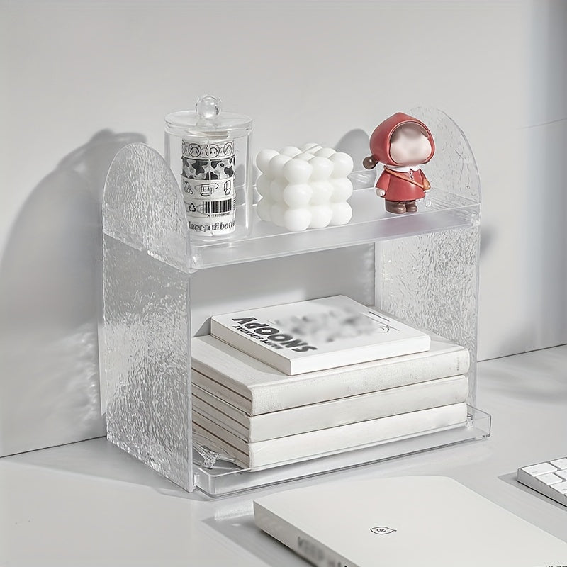 Desktop Storage Rack Acrylic Glacier Pattern Office Workstation