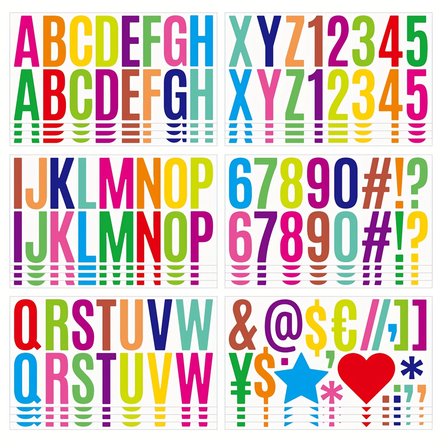6pcs Large Letter Stickers Self-adhesive Waterproof Bulletin Board Decor