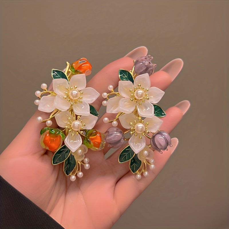 1pc Everything Goes Well Faux Pearl Hair Clip Women's Flower Spring Clip