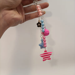 Y2K Bell & Star Keychain for Girls - Red
