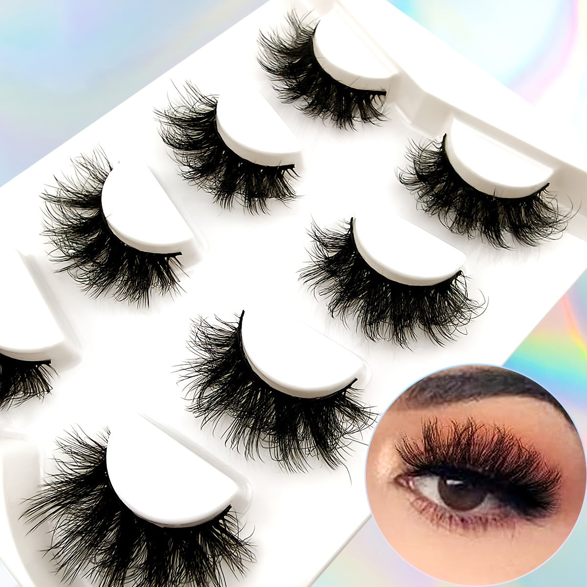 4 Pairs 18mm Fluffy Volume Full Strip False Lashes Faux Mink Dramatic Look