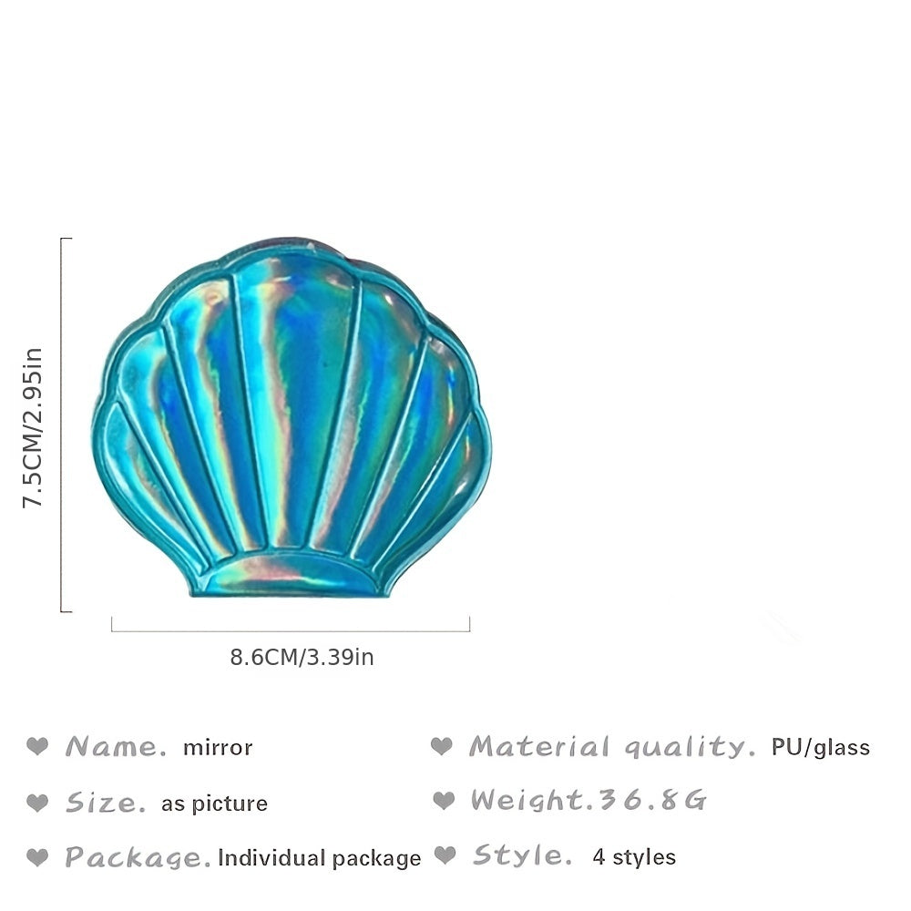 Shell Glitter Double Sided Compact Makeup Mirror