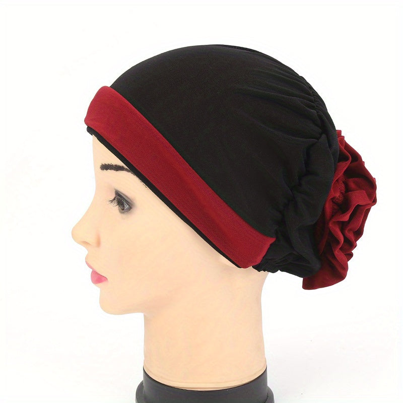 Ruched Turban Cap Elastic Head Wrap Ramadan Headscarf Chemo Cap