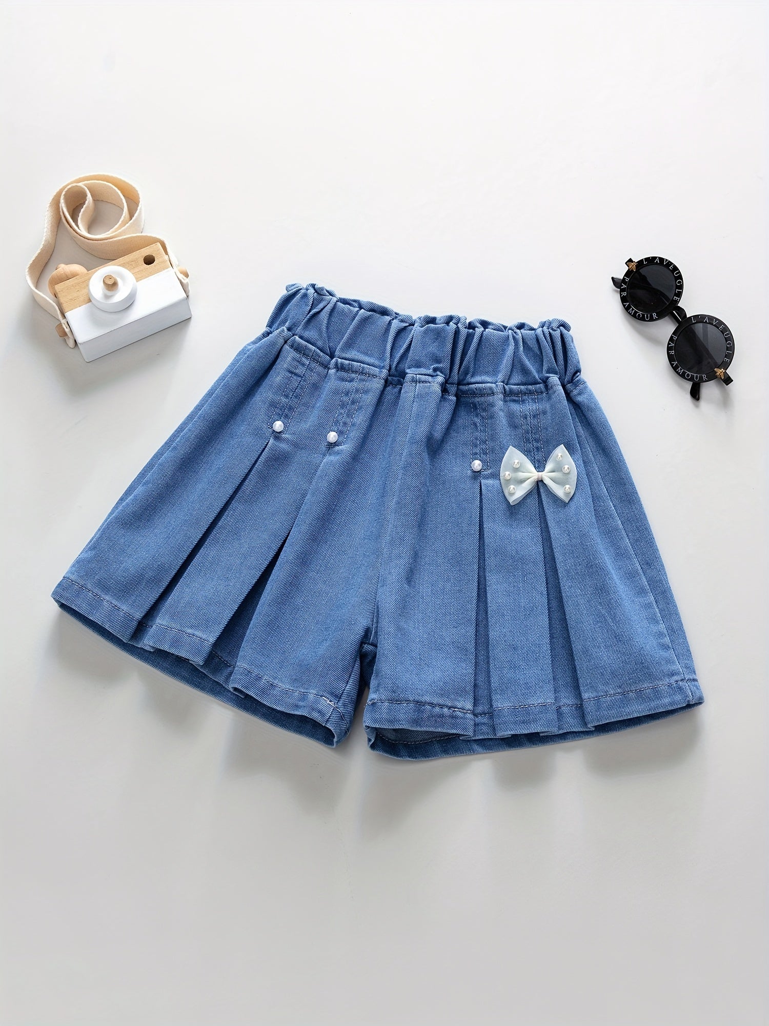 Girls' Denim Elastic Waist Shorts