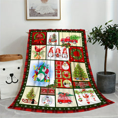 Christmas Holiday Santa Snowman Bird Flannel Blanket Soft Comfortable