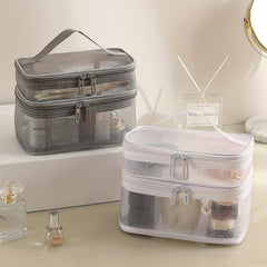 Mesh Cosmetic Bag Double Layer Toiletry Bag Travel Storage Bag