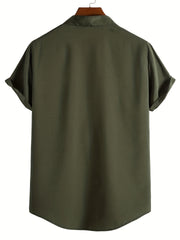 Men's Casual Stand Collar Short Sleeve Shirt