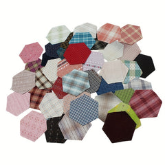 50pcs Hexagon Yarn dyed Fabric Patchwork Quilts Mixed Sewing Accessories
