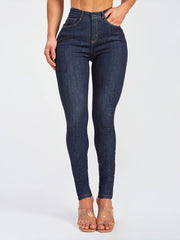 High Rise Skinny Jeans Dark Denim Women's Clothing