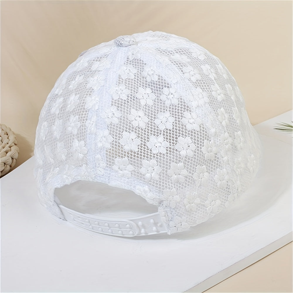 Flower Embroidery Baseball Cap Faux Pearl Decor Sports Hats