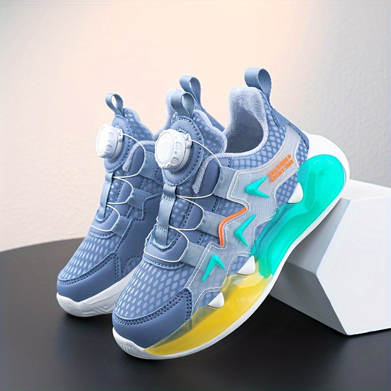 Boy's Basketball Shoes With Rotating Buckle Non Slip Sneakers For Kids