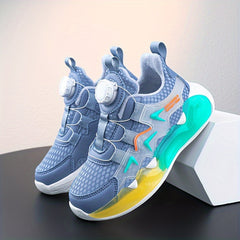 Boy's Basketball Shoes With Rotating Buckle Non Slip Sneakers For Kids