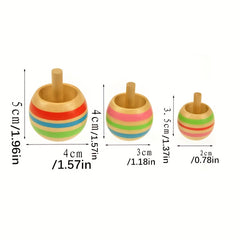 3pcs Colorful Wooden Top Spinners Set for Kids Educational and Fun Desktop Toy