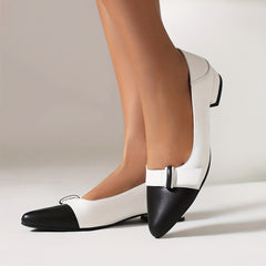 Women's Low Heel Pointed Toe Slip On Faux Leather Shoes