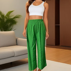 Solid Color Wide Leg Pants Elastic Waist Casual Versatile
