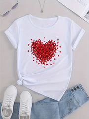 Heart Graphic Sports Short Sleeve T shirts Print Casual Slim Tops