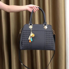 Grid Pattern Tote Handbag in PU Leather