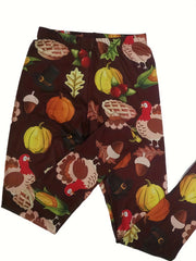 Pumpkin & Chicken Yoga Pants High Stretch Halloween Sporty Trousers