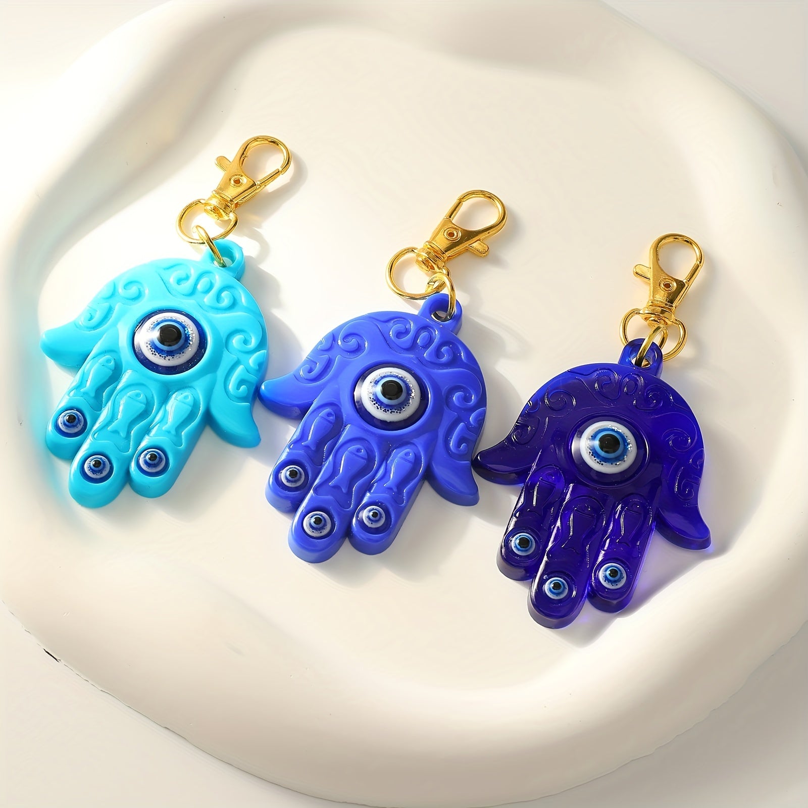 3pcs Evil Eye Keychain Key Ring For Family Car Earphone Case Accessories