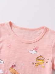 Kids Rabbit Pattern Tee Top & Shorts Set