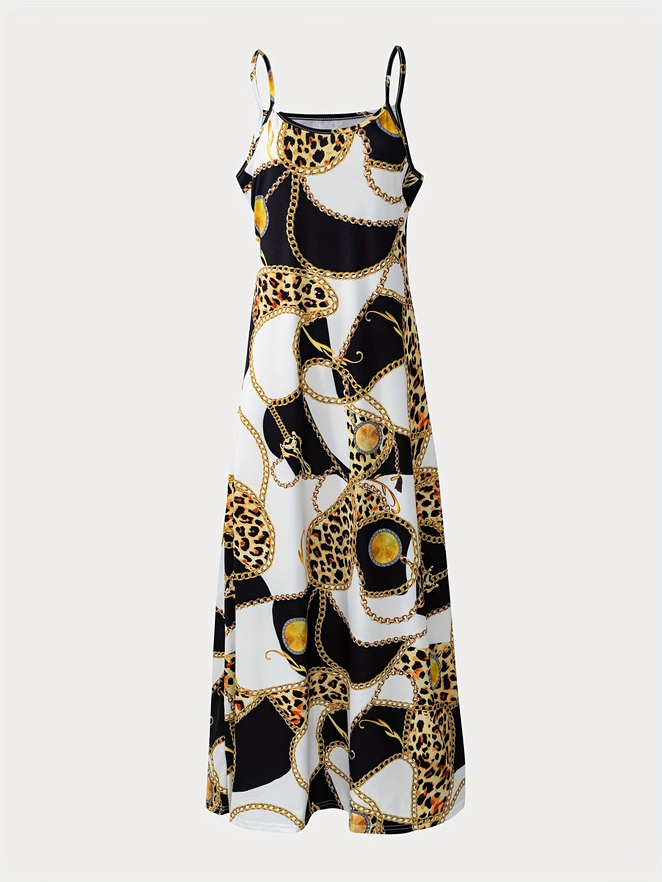 Marble Print Spaghetti Strap Casual Summer Maxi Dress